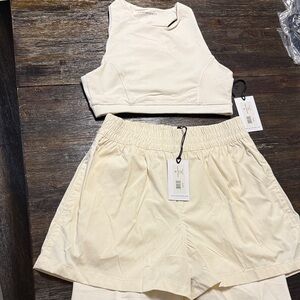 WeWoreWhat Cream Athletic Shorts and Bra